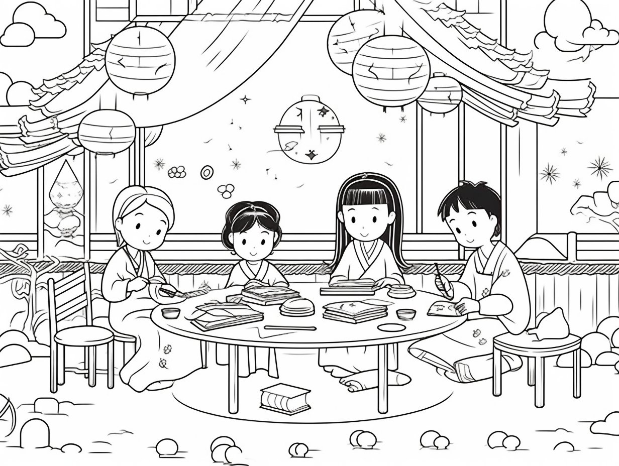 Children With Lanterns Coloring Page Free Printable Children With Lanterns Coloring Page Free Printable