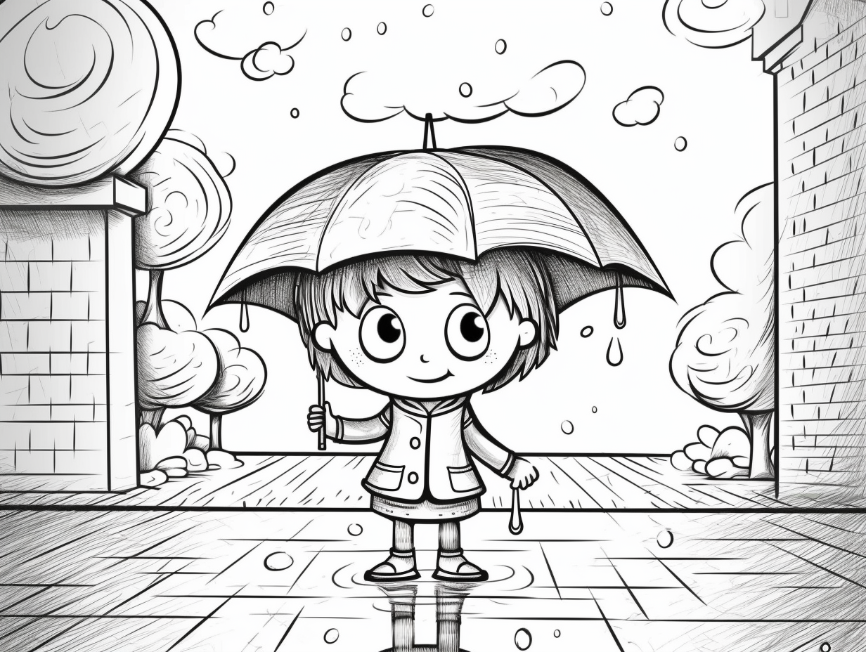 Delightful Rainy Day Art To Color - Coloring Page