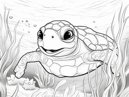 Sea Turtle World: Colorful Journey - Coloring Page