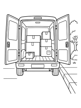 Free printable Delivery Van Loaded With Boxes coloring page