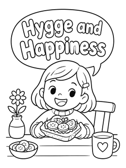 Free printable Cozy Hygge Smørrebrød Snack Time coloring page