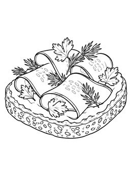 Free printable Danish Smorrebrod With Cucumbers And Herbs coloring page