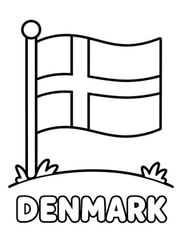 Free printable Denmark Flag With Bold Letters coloring page
