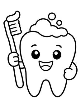 Free printable Smiling Tooth With Toothbrush coloring page