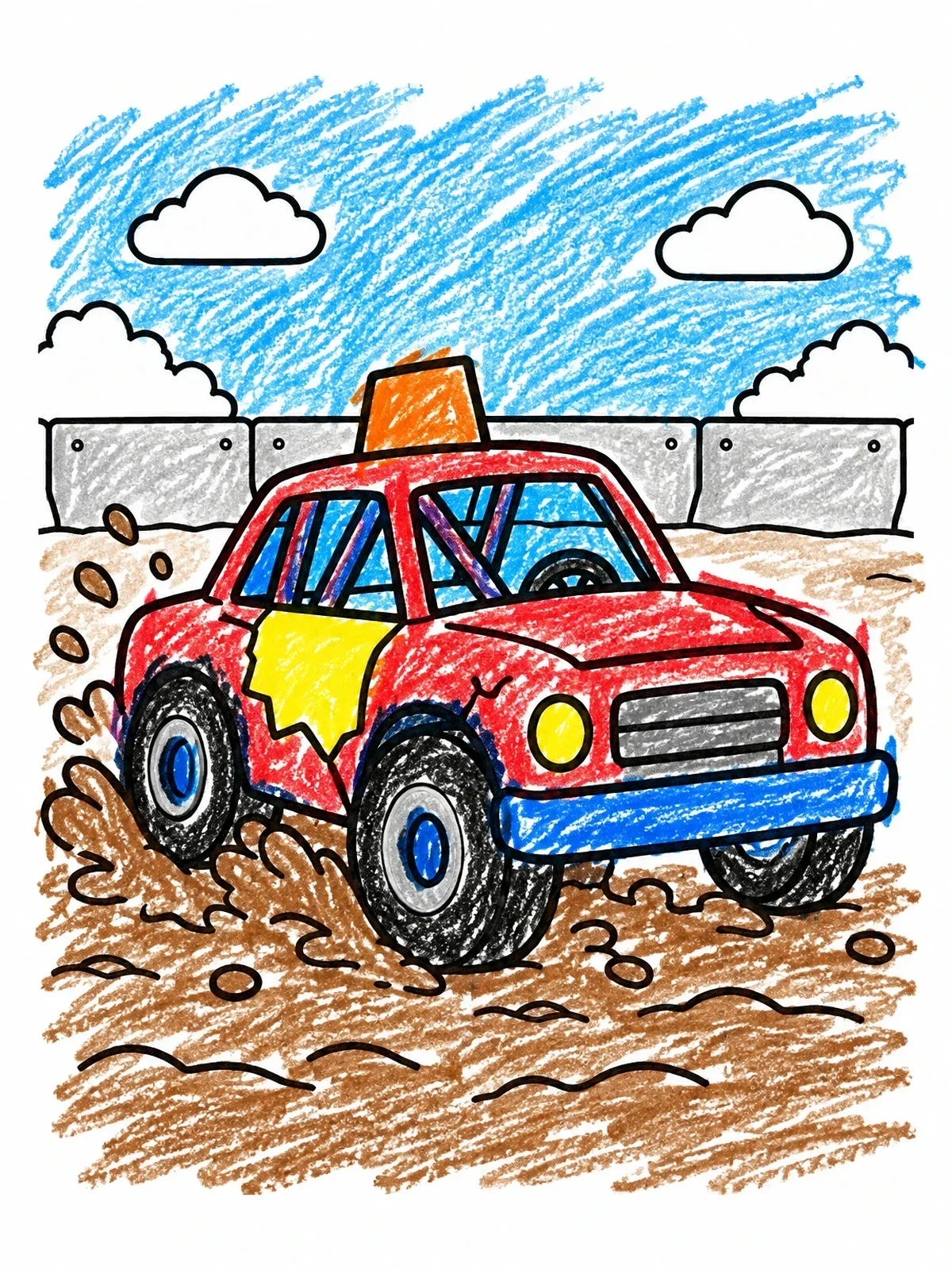 Colored example of the Derby Car In Mud Arena coloring page