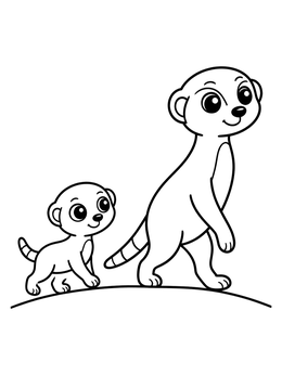 Free printable Cute Meerkat Mother And Baby coloring page