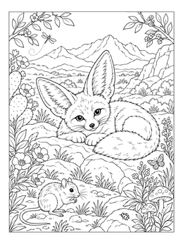 Free printable Fennec Fox And Kangaroo Rat coloring page