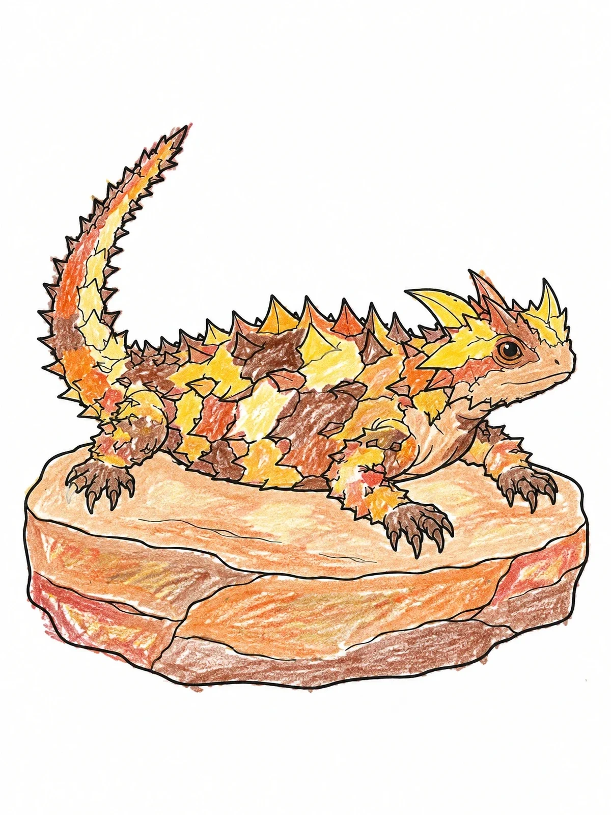 Colored example of the Thorny Devil Resting On Rock coloring page