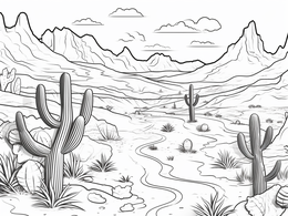 Desert Landscape Coloring Sheet - Coloring Page