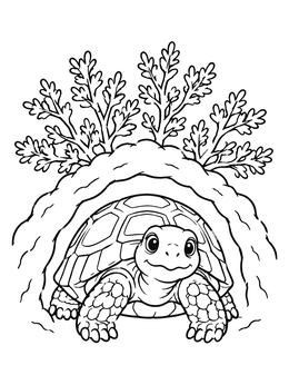 Free printable Cute Desert Tortoise In Burrow coloring page