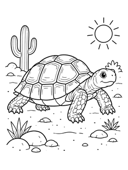 Free printable Cheerful Desert Tortoise In The Sun coloring page