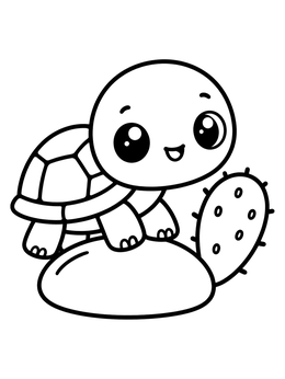 Free printable Cute Baby Tortoise On A Rock coloring page