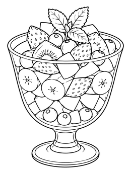 Free printable Dessert Glass With Fruit Salad coloring page