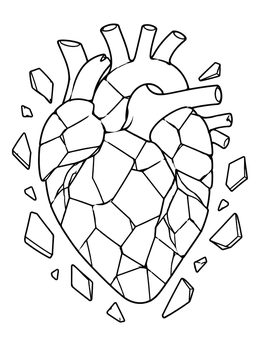 Free printable Geometric Shattered Anatomical Heart coloring page