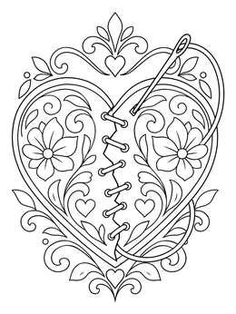 Free printable Sewing A Mending Broken Heart coloring page