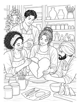 Free printable Pottery Class Mending Broken Heart coloring page
