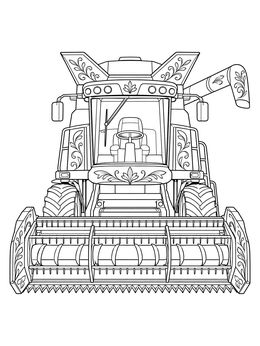 Free printable Detailed Combine Harvester Front View coloring page