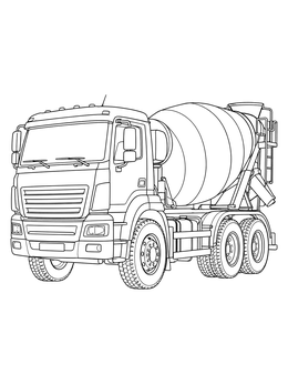 A detailed cement mixer truck coloring page ready to color.