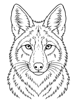 Free printable Detailed Coyote Face Portrait coloring page