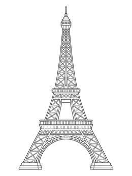 Free printable Detailed Eiffel Tower Line Art coloring page