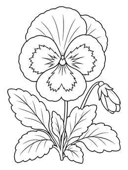 Free printable Detailed Garden Pansy Flower In Bloom coloring page