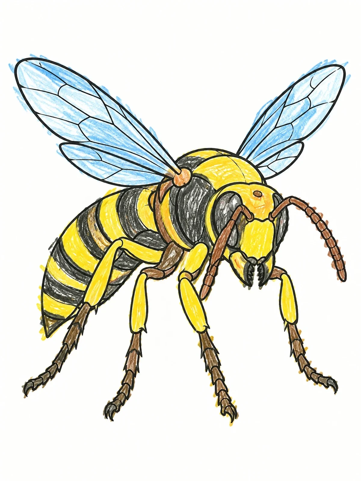 Colored example of the Detailed Hornet With Spread Wings coloring page