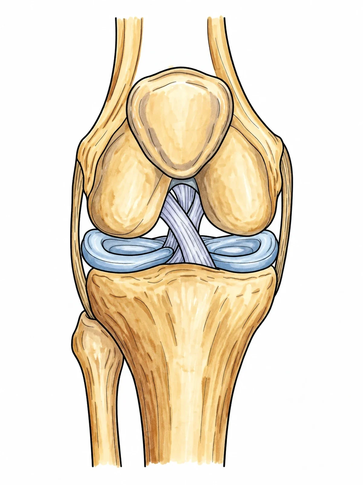 Colored example of the Detailed Human Knee Joint Structure coloring page