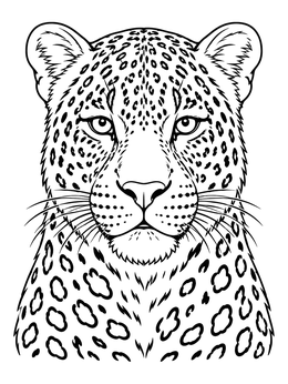 Free printable Detailed Leopard Face Portrait coloring page