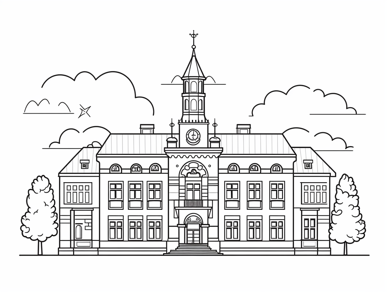 Detailed Mansion Coloring - Coloring Page