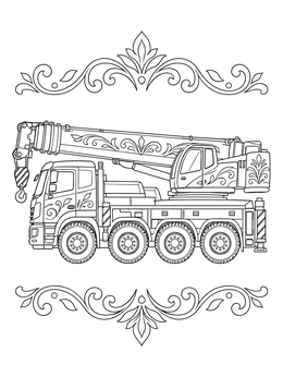 Free printable Detailed Mobile Crane Truck With Filigree coloring page