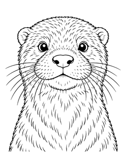 Free printable Detailed Otter Face Portrait coloring page