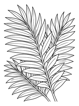 Free printable Detailed Palm Fronds Botanical Pattern coloring page