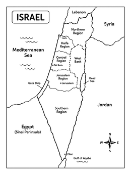 Free printable Detailed Regional Map Of Israel coloring page