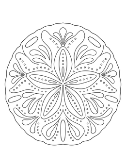A detailed sand dollar mandala in this outer banks coloring page.