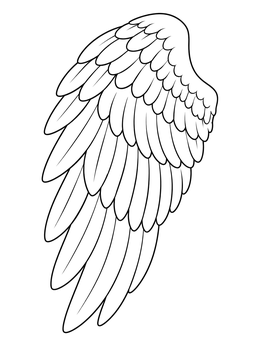 Free printable Detailed Single Angel Wing Line Art coloring page