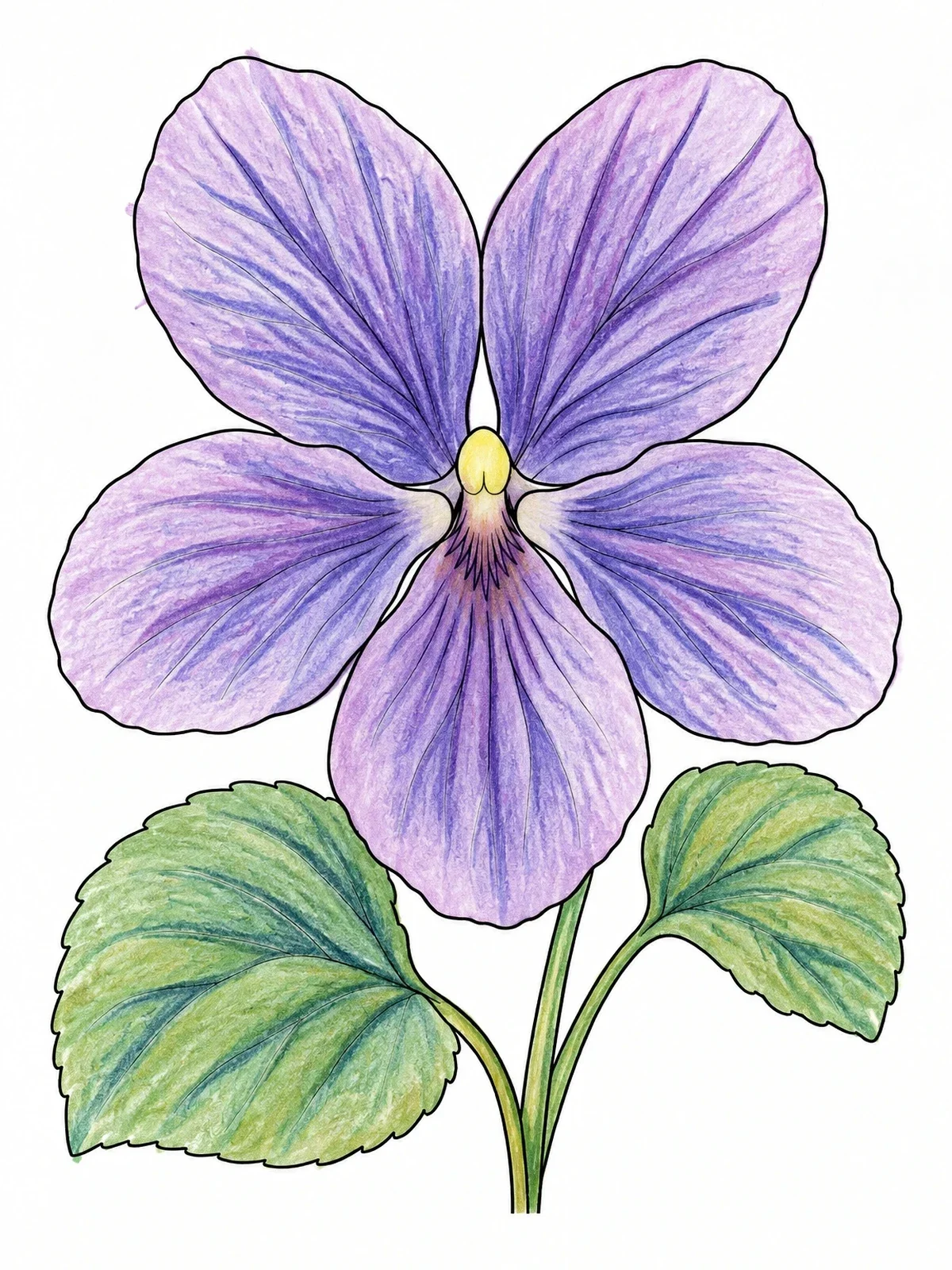 Colored example of the Detailed Violet Flower In Bloom coloring page