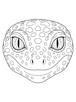 Free printable Detailed Yellow Spotted Lizard Face coloring page