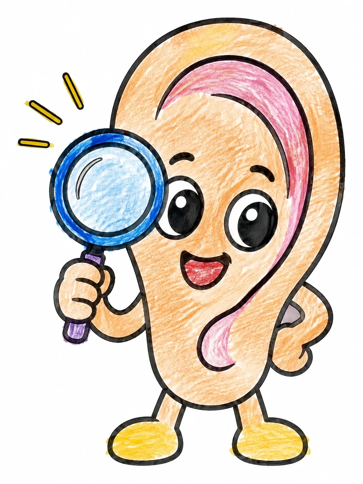 Colored example of the Detective Ear With Magnifying Glass coloring page