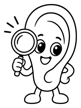 Free printable Detective Ear With Magnifying Glass coloring page