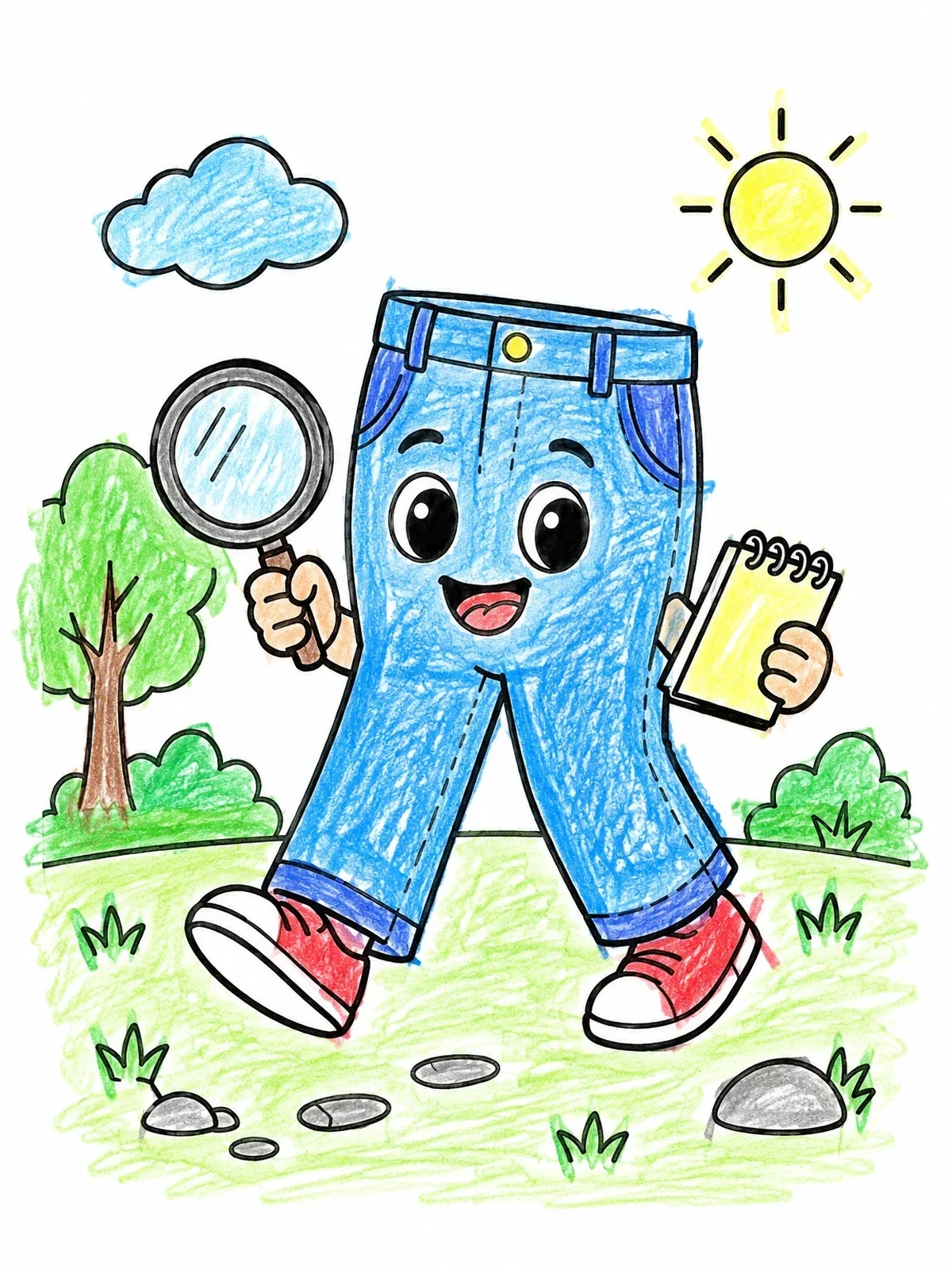 Colored example of the Detective Pants On An Adventure coloring page