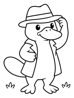 Free printable Detective Platypus Adjusting His Fedora coloring page