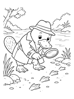 Free printable Detective Platypus Tracking Footprints By Riverbank coloring page
