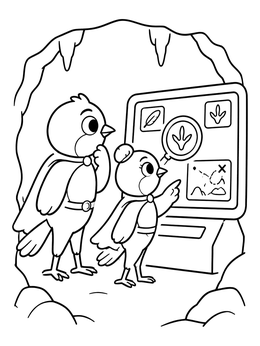 Two hero birds solve mysteries in this robin coloring page.