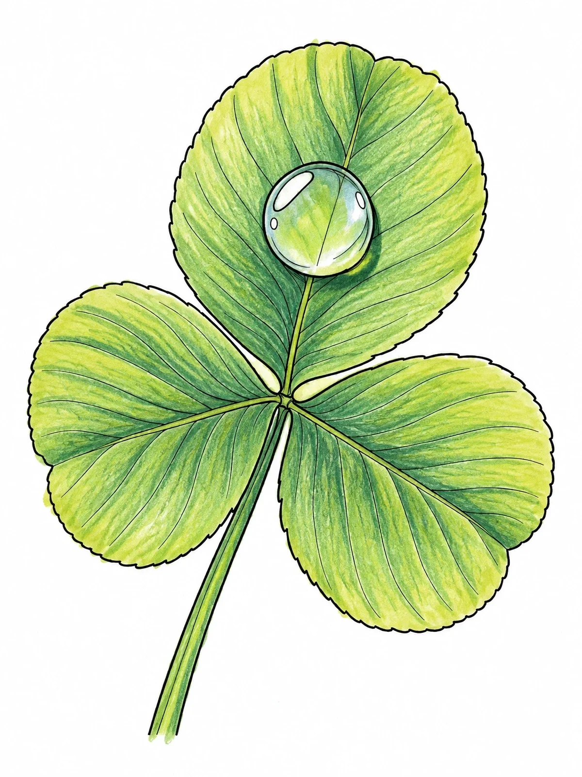 Colored example of the Morning Dewdrop On Clover Leaf coloring page