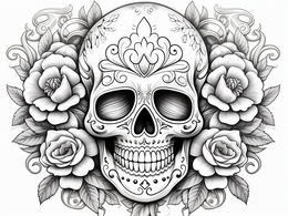 Calavera Design Coloring For Adults - Coloring Page