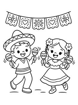 Free printable Children Dancing With Maracas coloring page