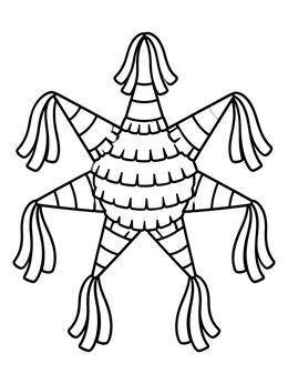 Free printable Festive Star Piñata With Streamers coloring page