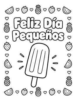 Free printable Dia Del Nino Fruit Popsicle Border coloring page