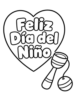 Free printable Dia Del Nino Heart And Balero coloring page