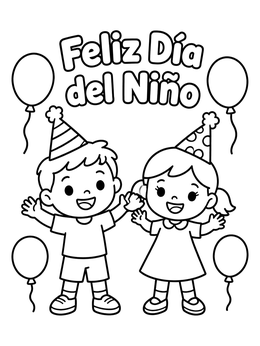 Free printable Dia Del Nino Party Celebration coloring page